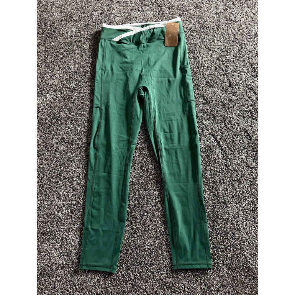 Berlook Leggings Womens Size L Evergreen Green High Waisted Side Pockets